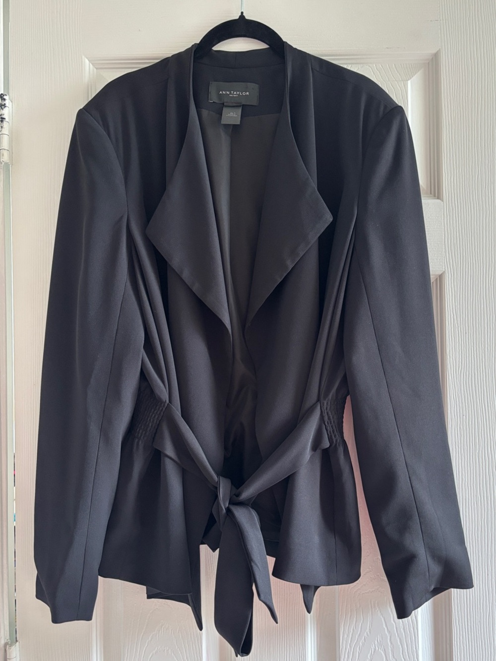 Ann Taylor Factory Black Draped Tie-Waist Blazer